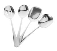 4 Pezzi Cucchiaione Forato in Acciaio Inox, Manico lungo Spesso | Servizio Buffet e Ristorazione, Superficie Lucida, Porzioni Precise, Scola Liquidi, Adatto a Pasta e Dessert