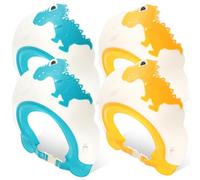 4 Pezzi Cuffia Doccia per Dinosauro, Set Riutilizzabile in Plastica | Mantiene Asciutte le Orecchie, Comoda da Indossare, per Bagno e Shampoo dei Piccoli