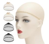 4 Pezzi Cuffia per Parrucche, Retine Parrucche, Elastici e Traspirante Parrucca Rete, Nylon Cuffia per Parrucca, Retina per Capelli Aperta per Feste Cosplay, 2 Beige + 2 Nere