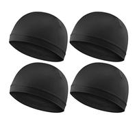 4 Pezzi Cuffia Wave Per Uomo Silky Fascia Elastica Wave Cap Per 360 540 720 Waves Morbido Traspirante Satin Unisex Adulti Bambini Berretti Cappelli Cuffia Da Doccia Nero