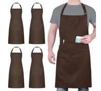 4 Pezzi Cuoco Grembiule, Caffè Grembiule Impermeabile con 2 Tasche, Grembiuli Cucina Regolabile, Grembiuli da Uomo e Donna Adatto per Barbecue Ristorante Caffetteria