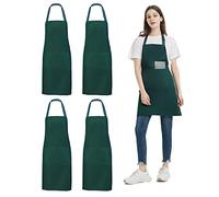 4 Pezzi Cuoco Grembiule, Grembiuli Impermeabile con 2 Tasche, Grembiuli Cucina Regolabile, Grembiule da Uomo e Donna Adatto per Barbecue Ristorante Caffetteria (Verde)