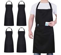 4 Pezzi Cuoco Grembiule, Nero Grembiule Impermeabile Con 2 Tasche, Grembiule Cuc