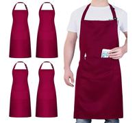 4 Pezzi Cuoco Grembiule, Nero Grembiule Impermeabile Con 2 Tasche, Grembiule Cuc