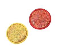 4 pezzi Cuscino for campane tibetane Buddista Tappetino for campane tibetane Broccato Tappetino for meditazione tibetano Olio d'oliva Cuscino for campane tibetane Cuscino inferiore manuale Rosso