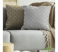 4 PEZZI CUSCINO QUADRATO COUNTRY TULIPANO CM.57X57 POIS GRIGIO DIVANO POLKA DOTS