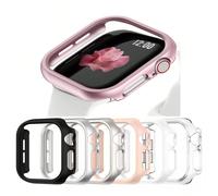 4 pezzi Custodia rigida in PC compatibile con Apple Watch misure 46mm, 42mm, 45mm, 41mm, 40mm, 44mm, cornice protettiva in finitura opaca per custodia di Serie 10, 9, SE, 8, 7, 6, 5, 4, 3, 2, 1 4 pezz