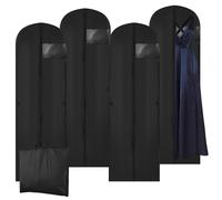 4 pezzi Custodie per Abiti, 180x60 cm Borsa porta Abiti, Cerniera Lunga, Borsa pieghevole con cerniera, adatta per abiti da cerimonia e lunghi cappotti