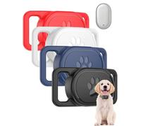 4 Pezzi Custodie per Xiaomi Smart Tag Tracker - Powfix Supporto in Silicone per Collare Cane e Gatto Antiurto Impermeabile per Bagagli e Borse, Nero, Bianco, Blu, Rosso