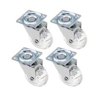 4 pezzi da 2 pollici con rotelle in Pu trasparente universale in cristallo ruota senza rumore piccolo carrello industriale rotelle for sedie da ufficio strumento(4pcs no Brake)