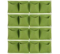4 Pezzi da Appendere per Piantare Borse per Coltivazione, Fioriera da Parete Verticale Sospesa a 4 Tasche, Contenitore per Fiori Verde Verticale da Giardinaggio per Interni Ed Esterni(Verde)