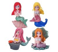4 pezzi di acquario a forma di , in resina, decorazione leggera per acquario, , ornamento per acquario, piccole statuette a forma di sirene per fai da te, decorazione a tema acquario