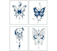 4 Pezzi Di Adesivi Per Tatuaggi A Base Di Erbe Con Farfalle, Adesivi Per Tatuaggi Con Fiori Colorati Per Tatuaggi Di Simulazione Di Fascia Alta