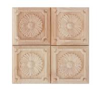 4 Pezzi di Applique Intagliate in Legno, Decalcomanie per Sculture in Legno, Decorazioni per Mobili, Onlay in Legno Intagliato a Scacchi, Decalcomania Non Verniciata per la Porta
