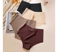 4 pezzi di biancheria intima donna a vita alta, stile Europa e Stati Uniti, slip a vita alta e fianchi spaccati, in seta ghiacciata senza cuciture, sexy, comodi e traspiranti, biancheria intima casual