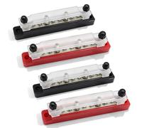 4 pezzi di blocco distributore di barra collettrice, blocco di distribuzione di corrente CC 12V-48V con copertura, blocco di barra collettrice da 150A con 6 x M4 e 4 x M6 morsetti a bullone