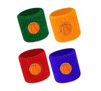 4 pezzi di braccialetti sportivi da basket, braccialetti antisudore, braccialetti elastici in cotone che assorbono l'acqua, adatti per braccialetti sportivi colorati da basket, baseball, calcio
