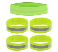 4 Pezzi Di Bracciali Riflettenti, 1 Pezzo Di Fascia Sportiva, Accessori Riflettenti Di Notte, Bracciali Riflettenti Di Sicurezza, Elastici Riflettenti, Adatti Per La Corsa Notturna E Il Ciclismo