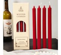 4 pezzi di candele lunghe profumate natalizie, 10 pollici, di forma conica rosa, senza fumo, portacandele in paraffina con anima in cotone - 8 ore di durata, decorazione per l'atmosfera domestica, reg