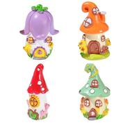 4 pezzi di casette da giardino fatate, mini case in resina colorata in miniatura decorazioni per giardino fatato interno, accessori per espositori da scaffale e da tavolo, accessori per esterni
