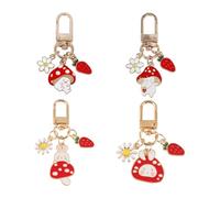 4 Pezzi Di Ciondolo Di Funghi Cartoni Animati, Ciondolo Creativo E Interessante, Portachiavi Da Donna, Portachiavi Carini, Accessori Per L'Imballaggio Posteriore.