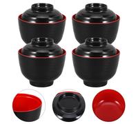 4 pezzi di ciotole per zuppa di miso giapponese con coperchio - Ciotola di riso