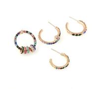 4 pezzi di colore misto abbagliante orecchini ad anello con diamante pieno anti-allergia luce di lusso Versatile straticizzazione