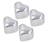 4 pezzi di cubetti di ghiaccio a forma di cuore in acciaio inox, pietre per whisky da utilizzare con vino e altre bevande, pietre rinfrescanti riutilizzabili che non diluiscono le