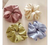 4 pezzi di elastici per capelli in raso liscio nei colori blu, bianco, verde e rosa per le donne, fermagli per capelli eleganti di alta qualità in colori uniti lucidi, versatili per code di cavallo e 