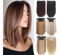 4 Pezzi di Extension per Capelli con molletta, Stile Dritto da 14 Pollici Progettato per Aggiungere Volume, con molletta BB per Indossarle Facilmente e Creare Acconciature Più Piene e Aumentare la Den