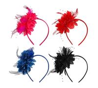 4 Pezzi Di Fasce Di Fiori Di Piume, Accessori Per Capelli Performance Sul Palco, Copricapo Letterario Retrò, Adatto Per Feste Di Carnevale E Feste In Maschera.