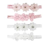 4 Pezzi Di Fasce Per Bambini, Cute Baby Accessori Per Capelli, Fasce Per Capelli In Pizzo Petalo, Accessori Per Neonati, Puntelli Per Foto Per Bambini (Bianco, Rosa).