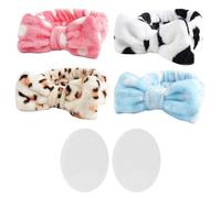 4 Pezzi Di Fasce Per Capelli In Peluche E 2 Pezzi Di Spazzole Per Il Lavaggio Del Viso, Morbide E Confortevoli, Non Strangolano La Testa, Elastici Per Capelli Antiscivolo E Fitness.