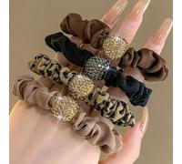 4 pezzi di fermagli per capelli con strass, a stampa leopardata, in stile regale, adatti per l'uso quotidiano come elastici per code di cavallo, elastici per capelli, scrunchies, corda elastica per ca