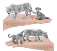 4 Pezzi Di Figure Di Leopardo Di Neve, Cupcake con Figure Animali Realistiche Alte Terre, Grandi Regali, Decorazione, Giungla Animale Giocattoli Torta Allegamento Compleanno
