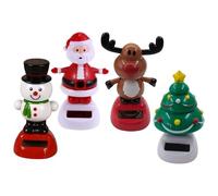 4 pezzi di figurine danzanti solari con testa oscillante per auto, inclusi pupazzo di neve, albero di Babbo Natale, cervo, novità, decorazioni natalizie per bambini, giocattoli di Natale per bamb