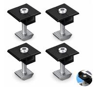 4 pezzi di fissaggio PV nero, supporto centrale per pannelli da 45 mm | Lega resistente alla corrosione, con scanalature a T, enorme protezione dal vento, perfetto su barche e sistemi off-grid