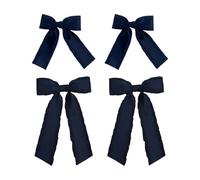 4 Pezzi Di Forcine Con Fiocco E Nastro, Elei Forcine Per Streamer, Forcine Per Ragazze Blu Scuro, Forcine Per Coda Di Cavallo Semplici E Versatili, Vestiti Da Indossare Con Accessori.