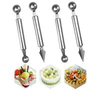 4 Pezzi di Frutta Intaglio Strumento Melone Cucchiaio, in Acciaio Inox