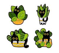 4 Pezzi di Gatto Nero con Spilla A Base di Erbe, Spilla da Cartone Animato, Spilla per Bambini Divertenti, Accessori per Imballaggi Posteriori, Accessori per Abbigliamento.