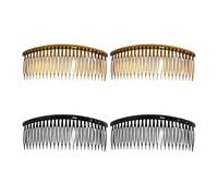 4 Pezzi Di Inserto In Plastica Pettine, Fisso Tornante Per Acconciatura, Capelli Basette Strumento Di Finitura, Signore Francese Lato Pettine Dei Capelli (Nero, Marrone).