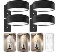 4 pezzi di lampada da parete magnetica senza fili con telecomando, illuminazione vetrina dimmerabile, 3 modalità di colore, LED, batteria, per soggiorno, camera da letto, scala