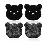 4 pezzi di lana di orso, cotone appiccicoso, pastiglie per la rimozione dei peli di animali, compresse adesive riutilizzabili, artefatto di depilazione (nero)