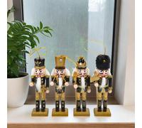 4 Pezzi di Legno Schiaccianoci Figurine Burattino Ciondolo Bomboniere Desktop