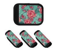 4 pezzi di maniglie per bagagli belle rose rosso fiore turchese neoprene bagagli grip etichette maniglia avvolgere impugnatura di ricambio per borsa da viaggio aeroportuale