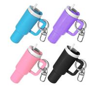 4 Pezzi Di Mini Portachiavi A Sospensione In Tazza D'Acqua, Possono Conservare Un Piccolo Rossetto, Decorazioni Di Bustina Di Sacchetti Carini E Creativi E Piccoli Regali Interessanti.