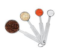 4 pezzi di misurazione in acciaio inossidabile set per ingredienti secchi e liquidi, 1,25 ml a 15 ml di cucchiai impilabili con anello per cottura, cottura, caffè