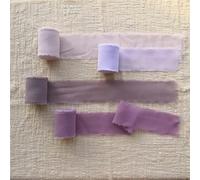 4 pezzi di nastro di seta chiffon fatto a mano sfilacciato 4 cm x 5,5 m Nastro trasparente Mazzi di invito Avvolgimento Flatlay Decor-Collezione Dusty