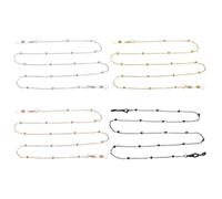 4 Pezzi Di Occhiali Alla Moda, Occhiali Da Sole Per Donne, Accessori, Catena Di Vetro Di Perle, Catena Di Sospensione Di Metallo Semplice.