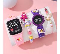 4 pezzi di orologi di moda versatili per bambini, progettati per le ragazze, a prezzo accessibile, ideali per la stagione del ritorno a scuola. Questi orologi presentano motivi a unicorno cartoni anim